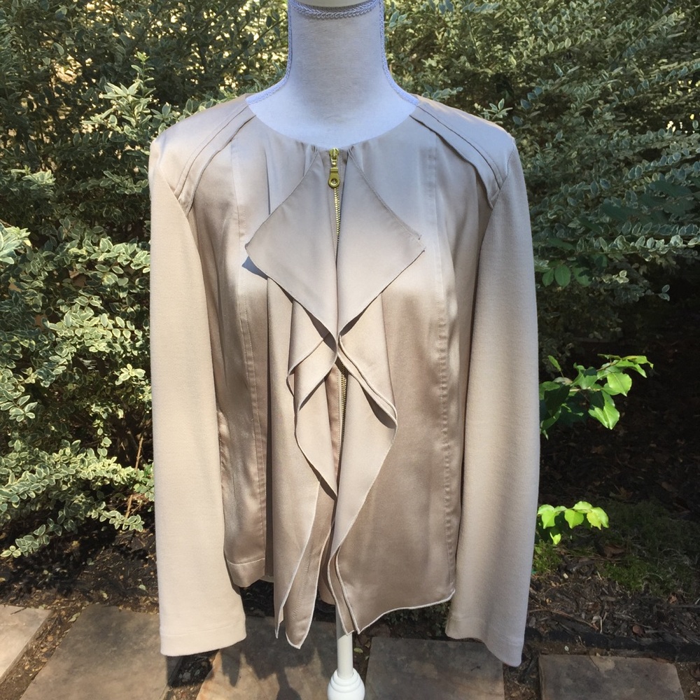 Chico's satin and ribbed knit zip up jacket